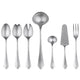 Set of silver cutlery including spoons, a fork, and a knife on a white background