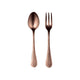 Copper spoon and fork set on a white background