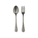 Silver spoon and fork set on a white background