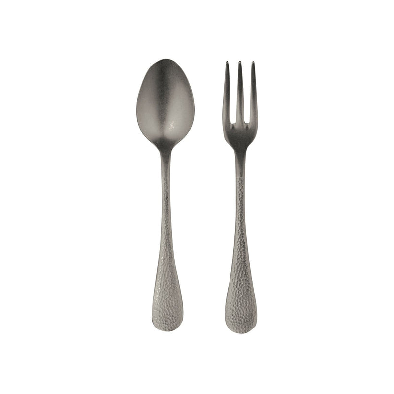 Silver spoon and fork set on a white background