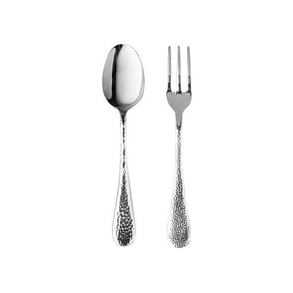 Silver spoon and fork set on a white background