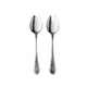 Two silver spoons with textured handles on a white background