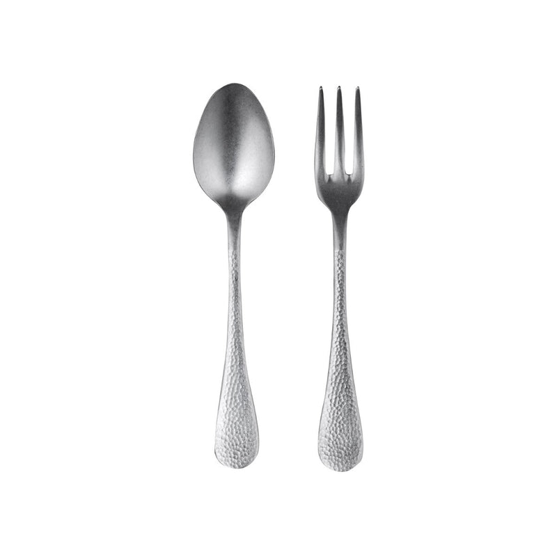 Silver spoon and fork set on a white background
