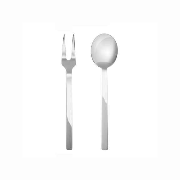 Silver fork and spoon on a white background