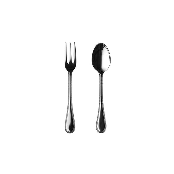 Stainless steel fork and spoon on a white background