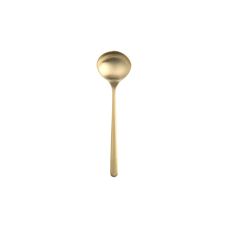 Gold spoon on a white background