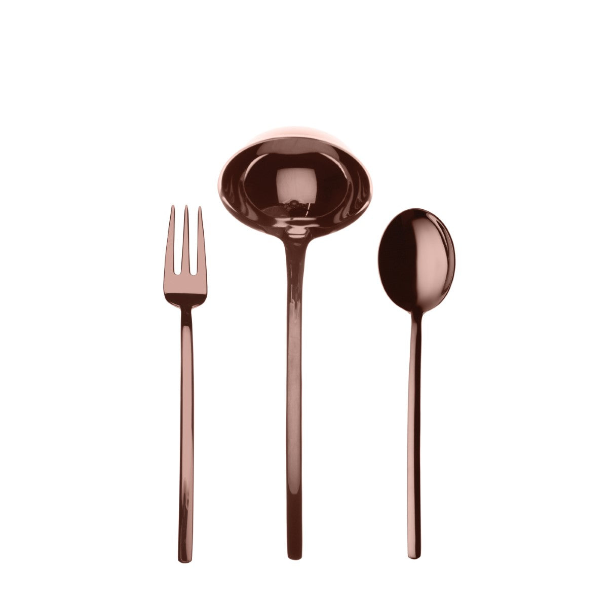 3 Pcs Serving Set (Fork Spoon And Ladle) Due Bronzo