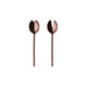 Pair of rose gold spoons on a white background