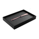 Black tray with a pink belt on a white background
