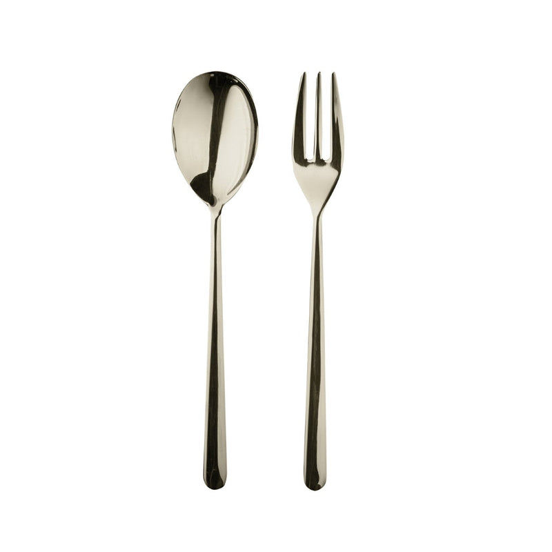 Stainless steel spoon and fork on a white background