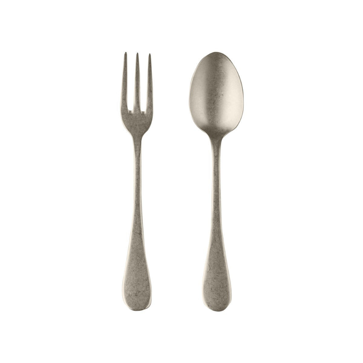 Silver fork and spoon set on a white background