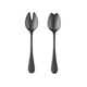 Two black salad servers on a white background