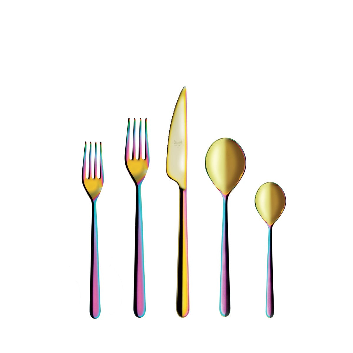 5 Piece Place Setting Linea Rainbow Flatware Set