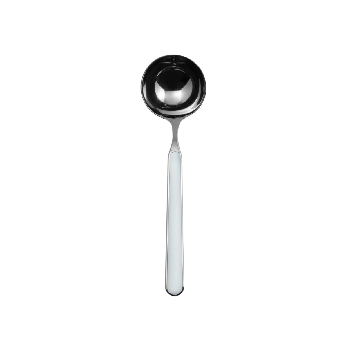 Stainless steel ladle on a white background