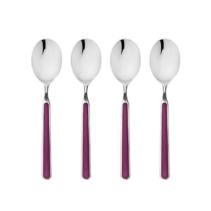 Mepra Fantasia Light Mauve American Coffee Spoons, Set of 4 | Italian 18/10 Stainless Steel