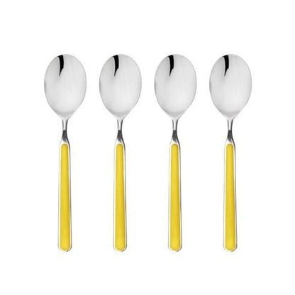 Mepra Fantasia Yellow American Coffee Spoons, Set of 4 | Italian 18/10 Stainless Steel