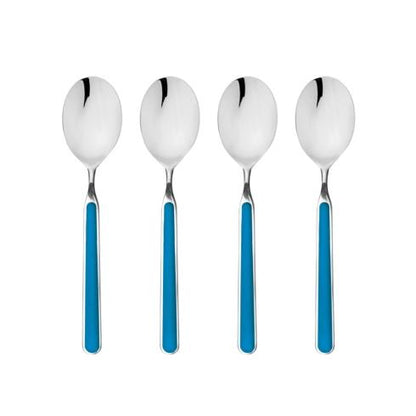 Mepra Fantasia Electric Blue American Coffee Spoons, Set of 4 | Italian 18/10 Stainless Steel