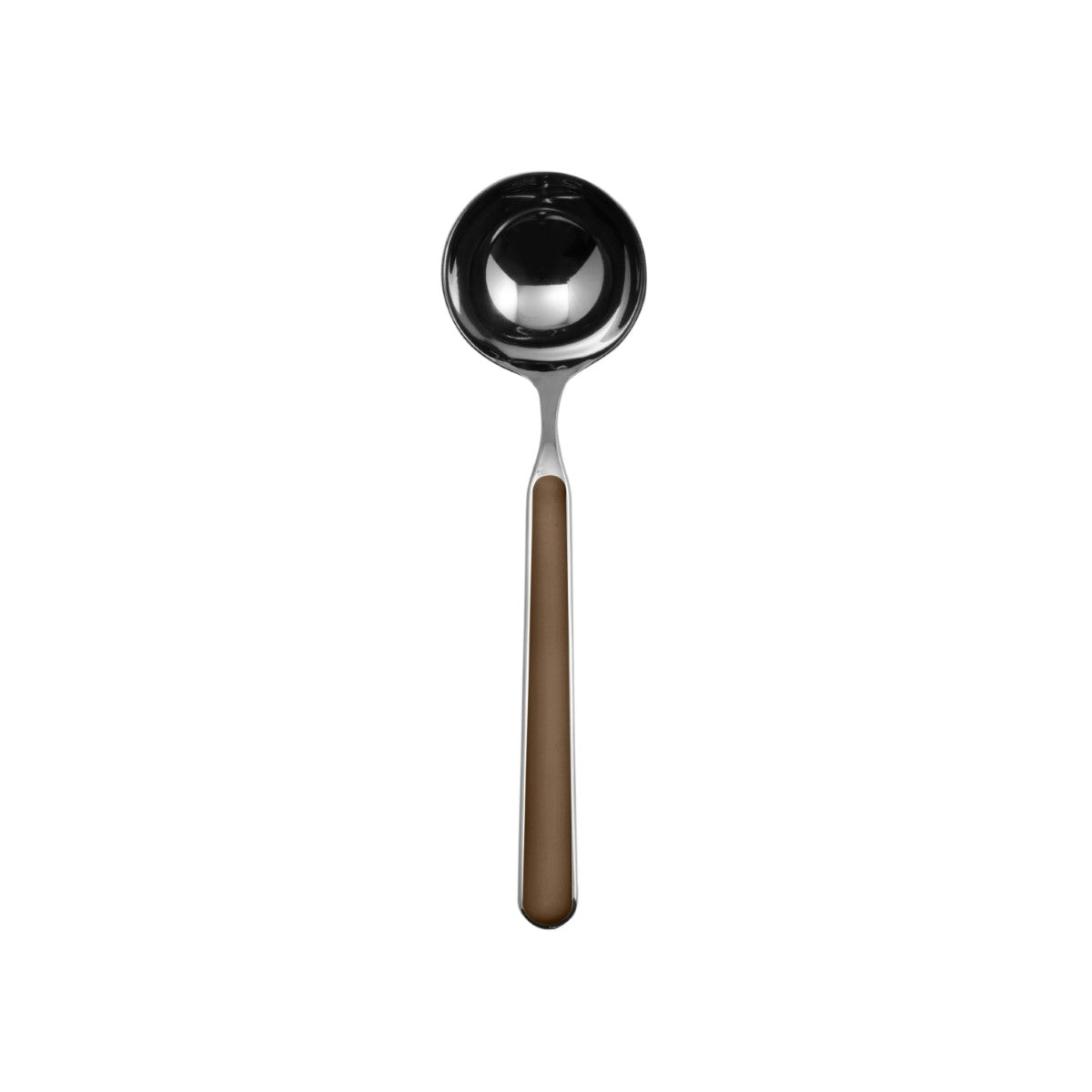 Spoon with brown handle on a white background