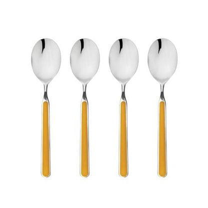 Mepra Fantasia Mustard American Coffee Spoons, Set of 4 | Italian 18/10 Stainless Steel