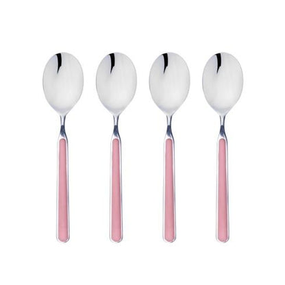 Mepra Fantasia Pink American Coffee Spoons, Set of 4 | Italian 18/10 Stainless Steel