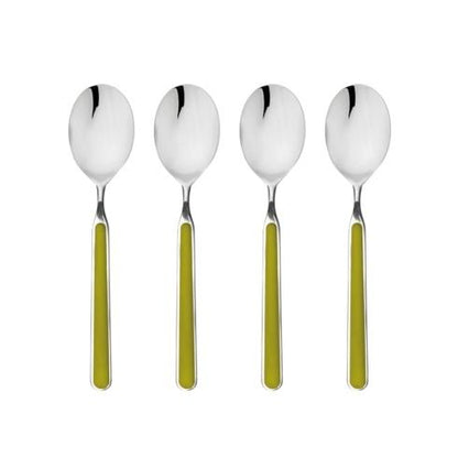 Mepra Fantasia Olive-Green American Coffee Spoons, Set of 4 | Italian 18/10 Stainless Steel