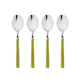 Mepra Fantasia Olive-Green American Coffee Spoons, Set of 4 | Italian 18/10 Stainless Steel