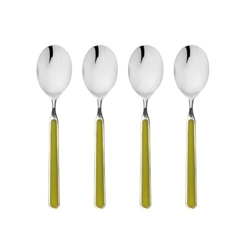 Mepra Fantasia Olive-Green American Coffee Spoons, Set of 4 | Italian 18/10 Stainless Steel