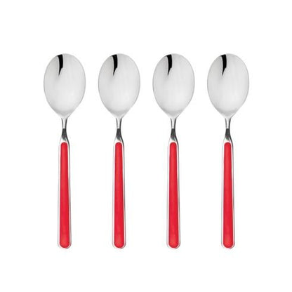 Mepra Fantasia Red American Coffee Spoons, Set of 4 | Italian 18/10 Stainless Steel