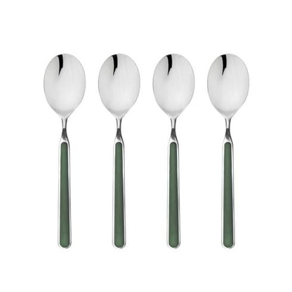 Mepra Fantasia Forrest Green American Coffee Spoons, Set of 4 | Italian 18/10 Stainless Steel