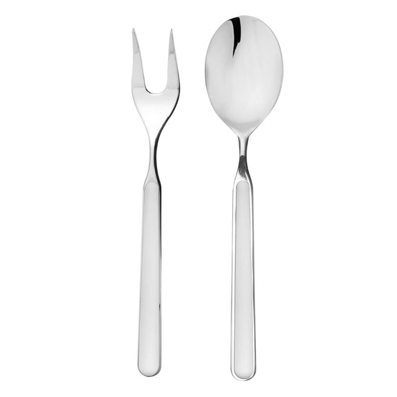 Silver fork and spoon on a white background