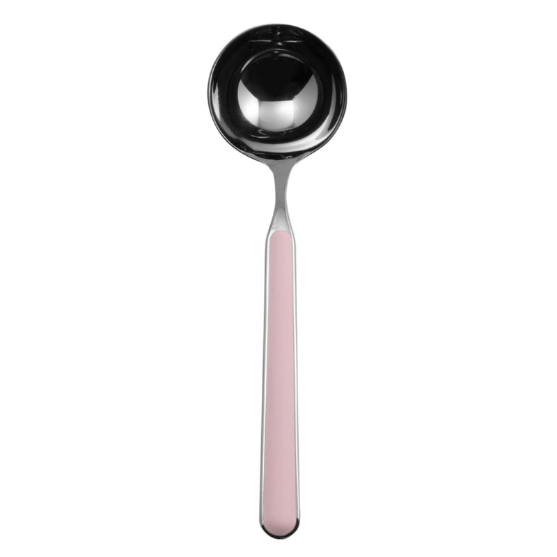 Spoon with pink handle on a white background
