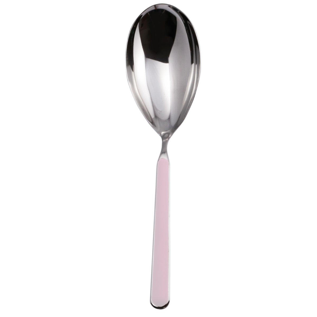 Spoon with a pink handle on a white background