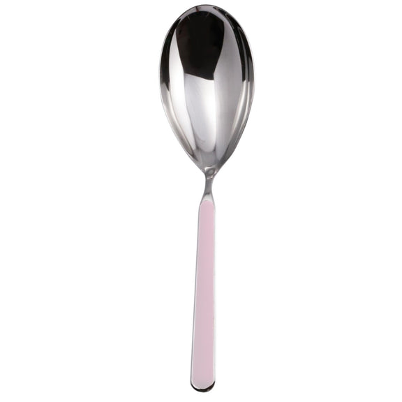 Spoon with a pink handle on a white background