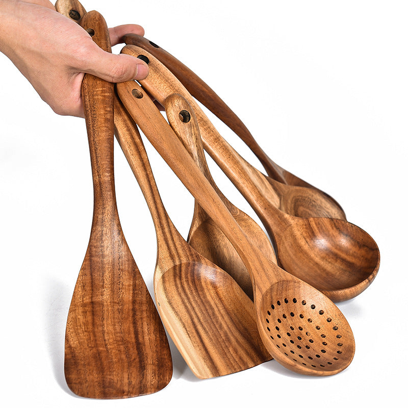 Teak Wood Ladle Turner Colander Soup Tools