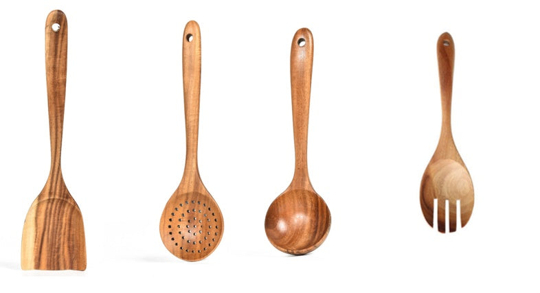Teak Wood Ladle Turner Colander Soup Tools