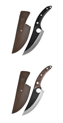 Two pairs of knives with sheaths on a white background