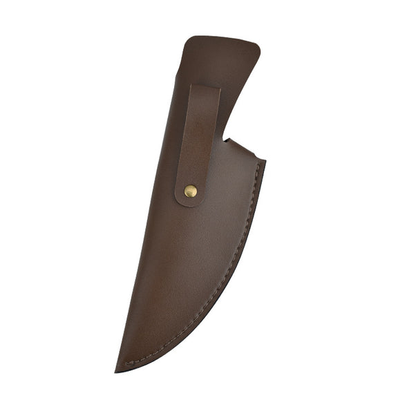 Brown leather knife sheath on a white background