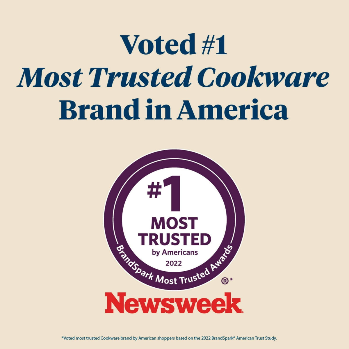 Advertisement for a cookware brand claiming to be the most trusted in America, featuring Newsweek's logo.