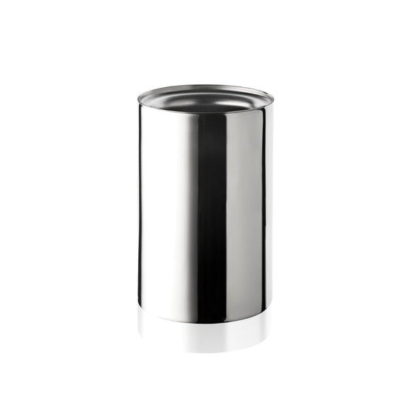 Stainless steel canister on a white background