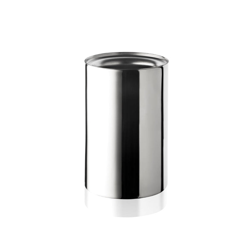 Stainless steel canister on a white background
