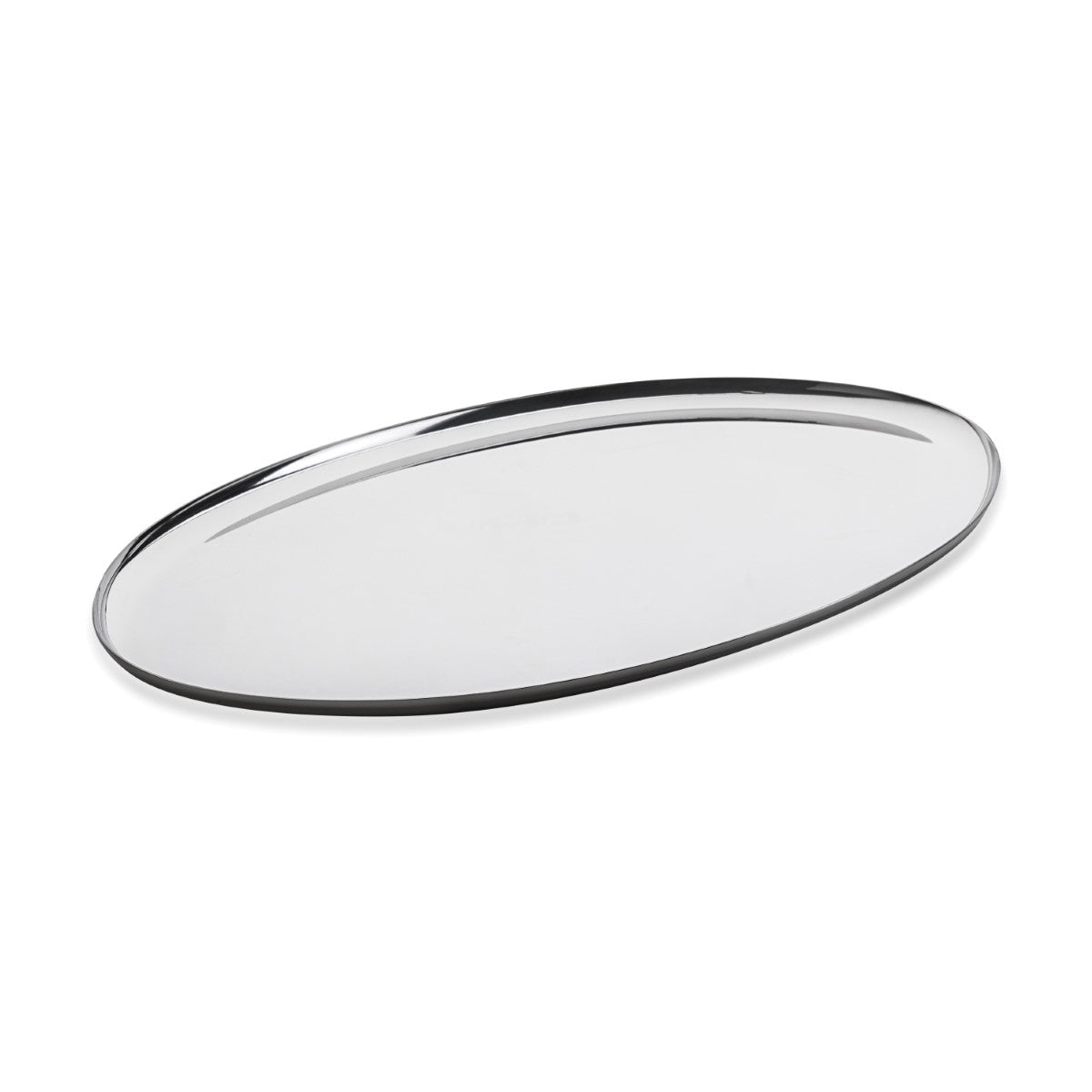 Oval-shaped charger plate on a white background