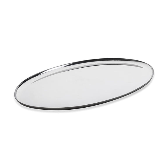 Oval-shaped charger plate on a white background