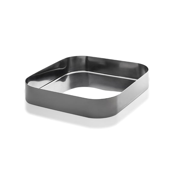 Metallic square-shaped object on a white background