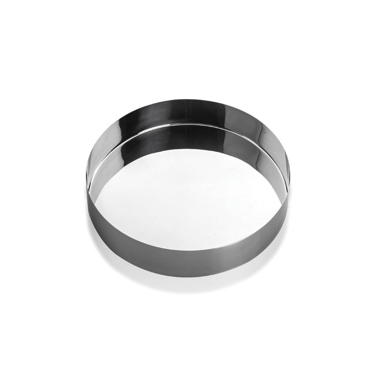 Metallic circular object on a white background