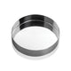 Silver circular object on a white background