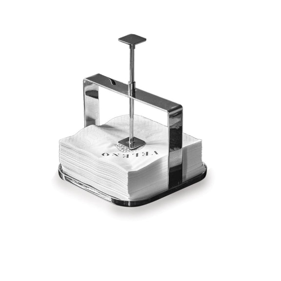 Metal napkin holder on a white background