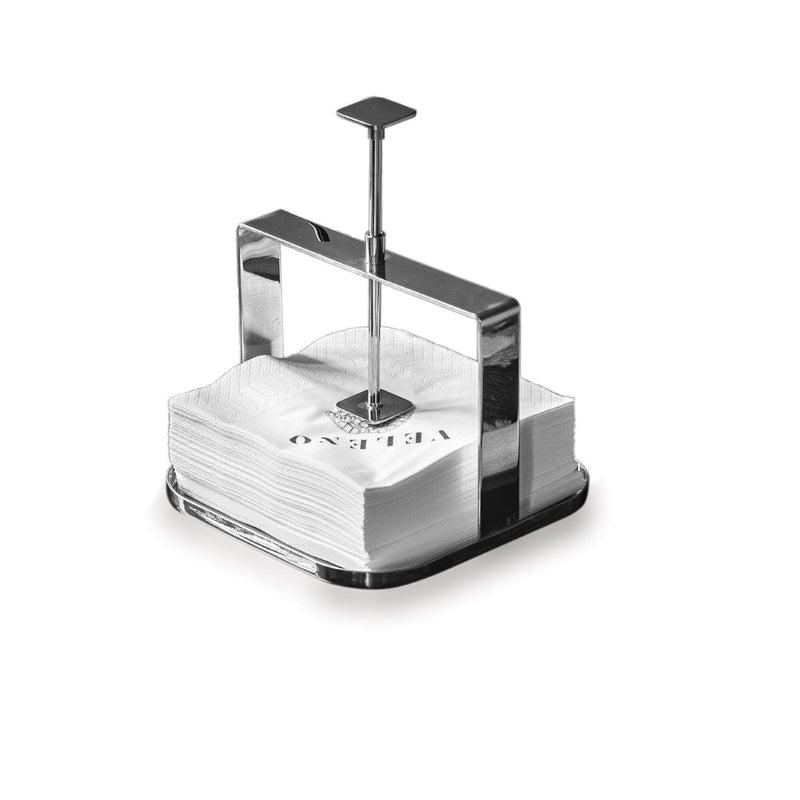 Metal napkin holder on a white background