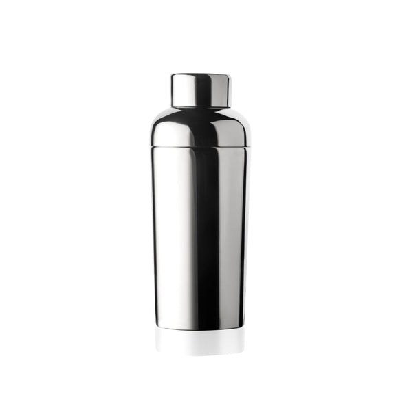 Chrome cocktail shaker on a white background