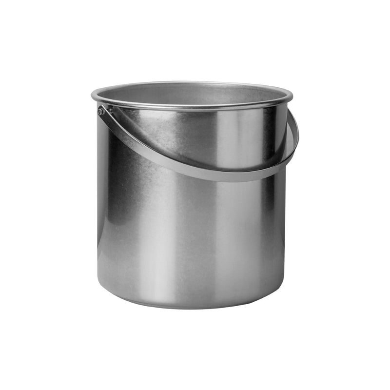Stainless steel bucket on a white background