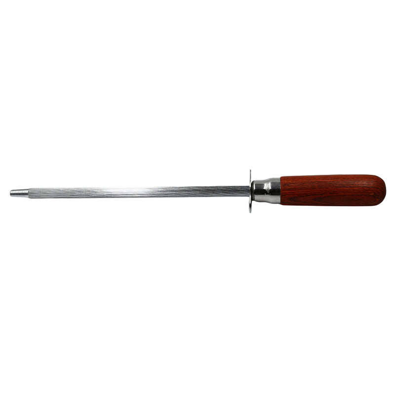 Knife Sharpener with wooden handle on a white background